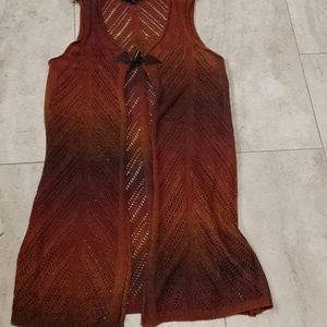 Anne French Med ombre crochet toggle clasp duster